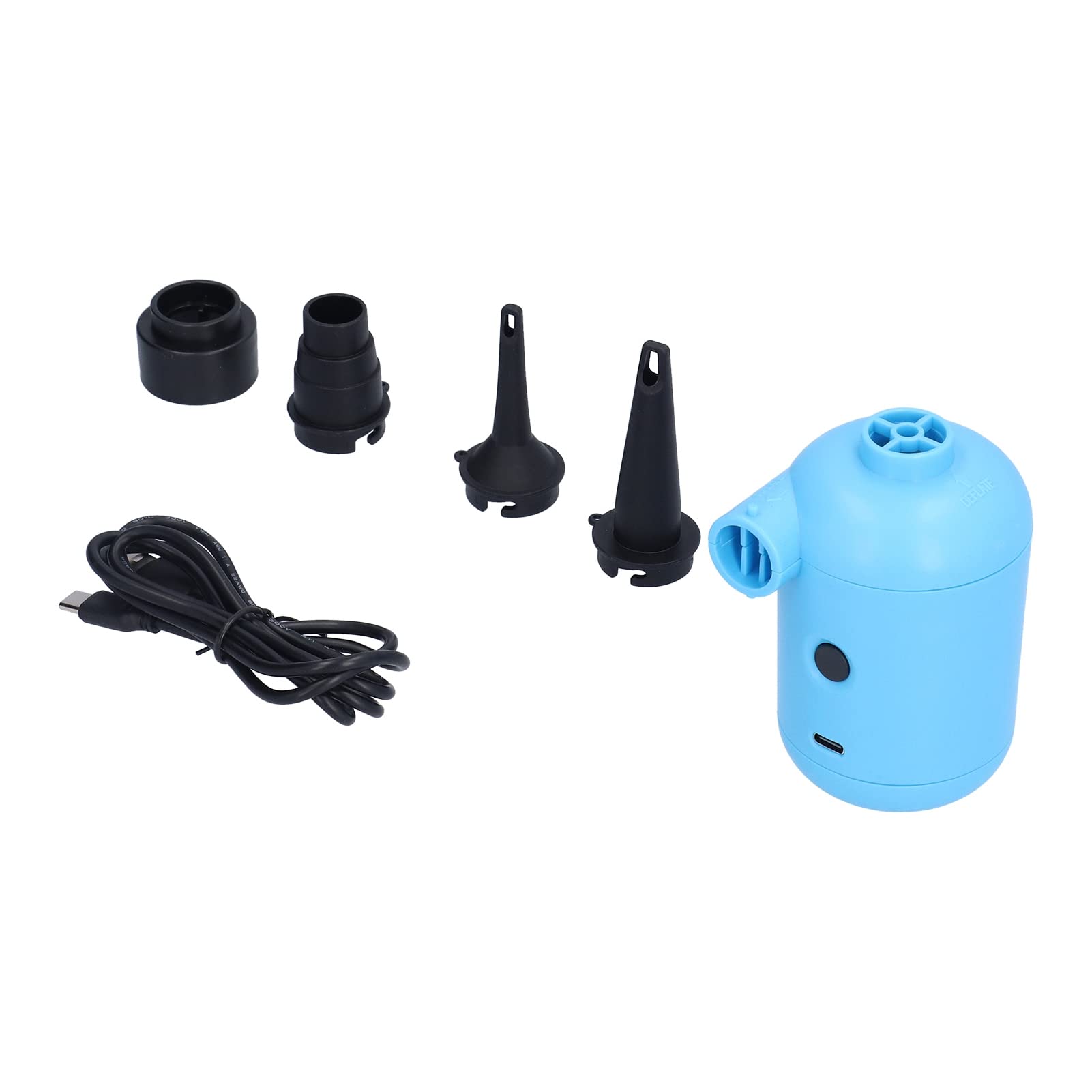 Portable Electric Air Pump with USB Charging - Fast Inflation for Air Mattress, Inflatable Beds, Pool Toys & Camping Gear - Includes 4 Nozzle Attachments for Home, Travel & Outdoor Use