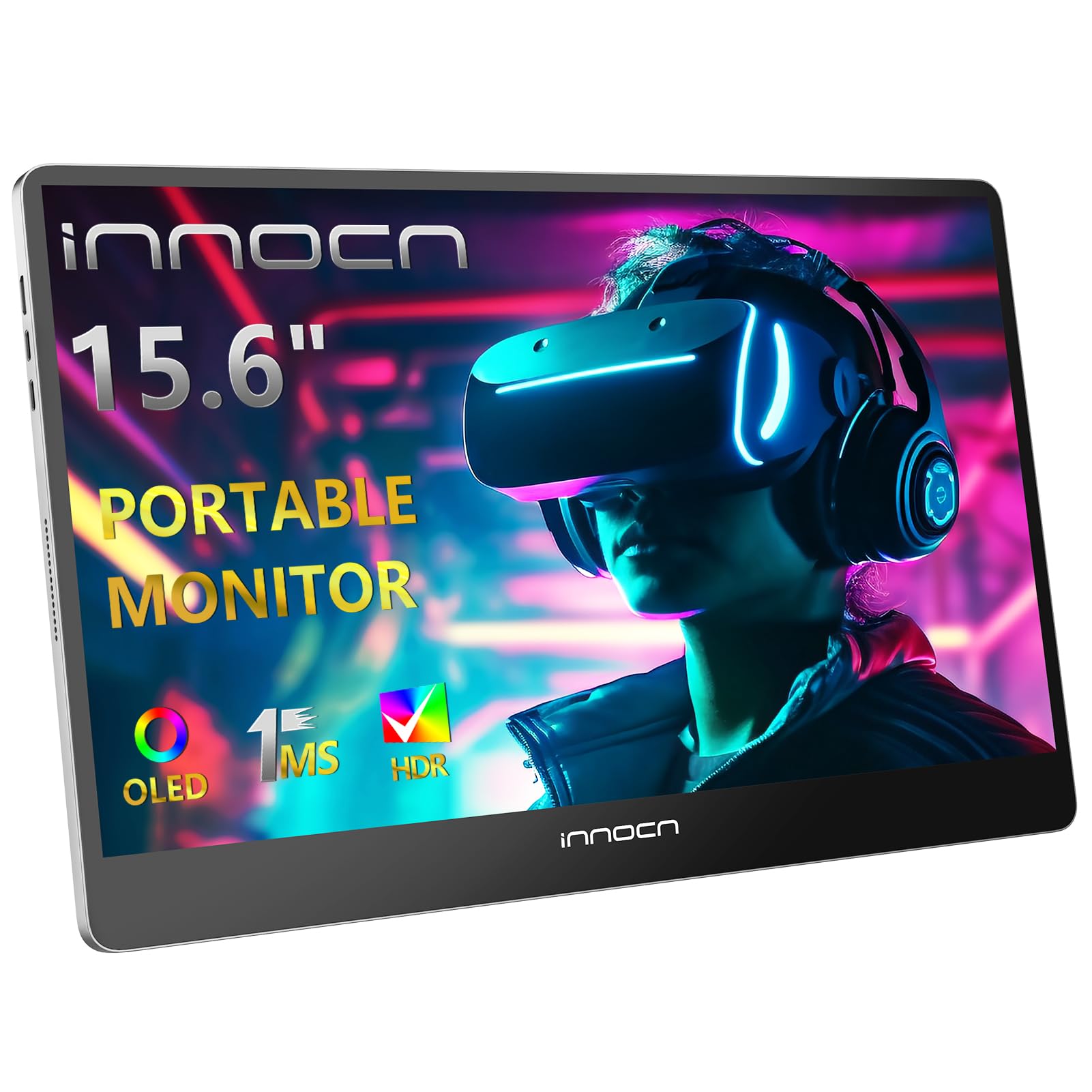 INNOCN 15.6 Inch Portable Monitor 15A1F - OLED 1080P FHD USB C HDMI Display for Laptop, Computer & Gaming | HDR, Detachable Stand, Built-in Speakers | Perfect for Work, Travel & Entertainment