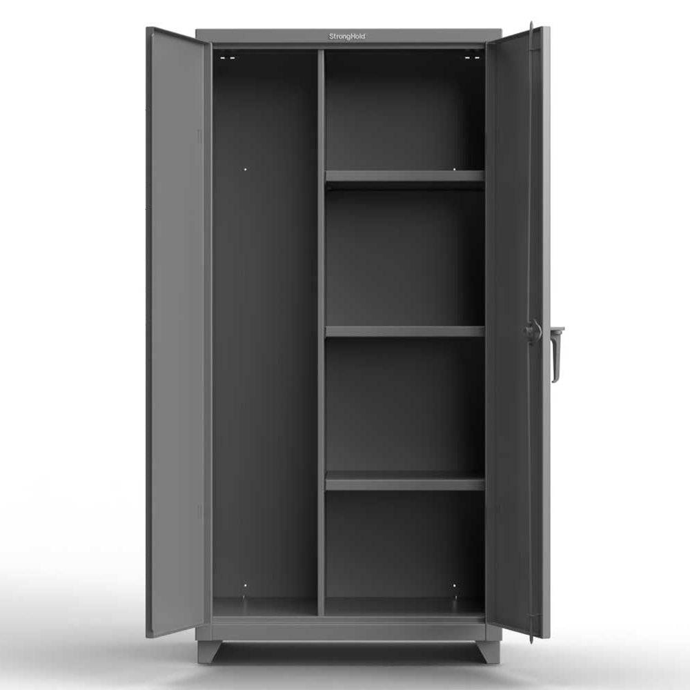 Heavy Duty 14 Gauge Steel Janitorial Storage Cabinet with 3 Adjustable Shelves - 36