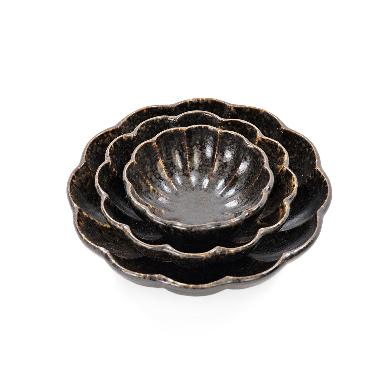 Kikka Daisy Black Kessho Salad Bowl - 18 fl oz (7.05 inch Diameter) - Perfect for Salads, Pasta, Snacks & Party Serving - Elegant Japanese-Style Dishware