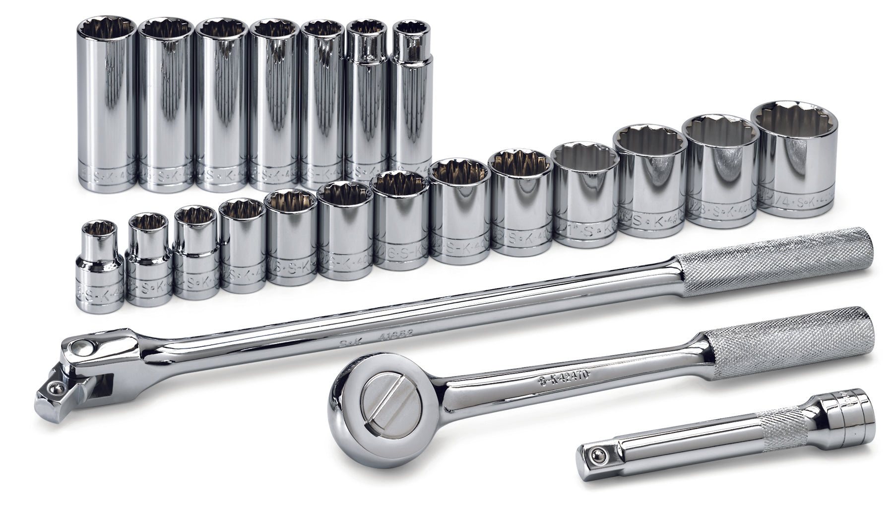23-Piece 1/2-Inch Drive 12-Point Standard & Deep SAE Socket Set - Professional Automotive Tool Kit for Car Repair, Maintenance & DIY Projects