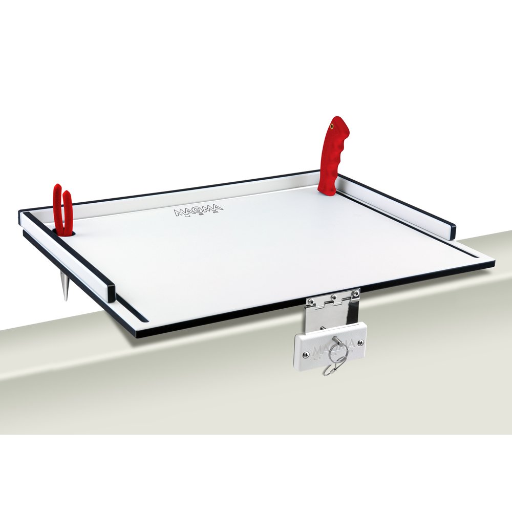 Magma Econo Mate Bait and Fillet Table - 20 Inch Portable Fishing Cleaning Station - White/Black for Boat, Kayak, and Shore Fishing
