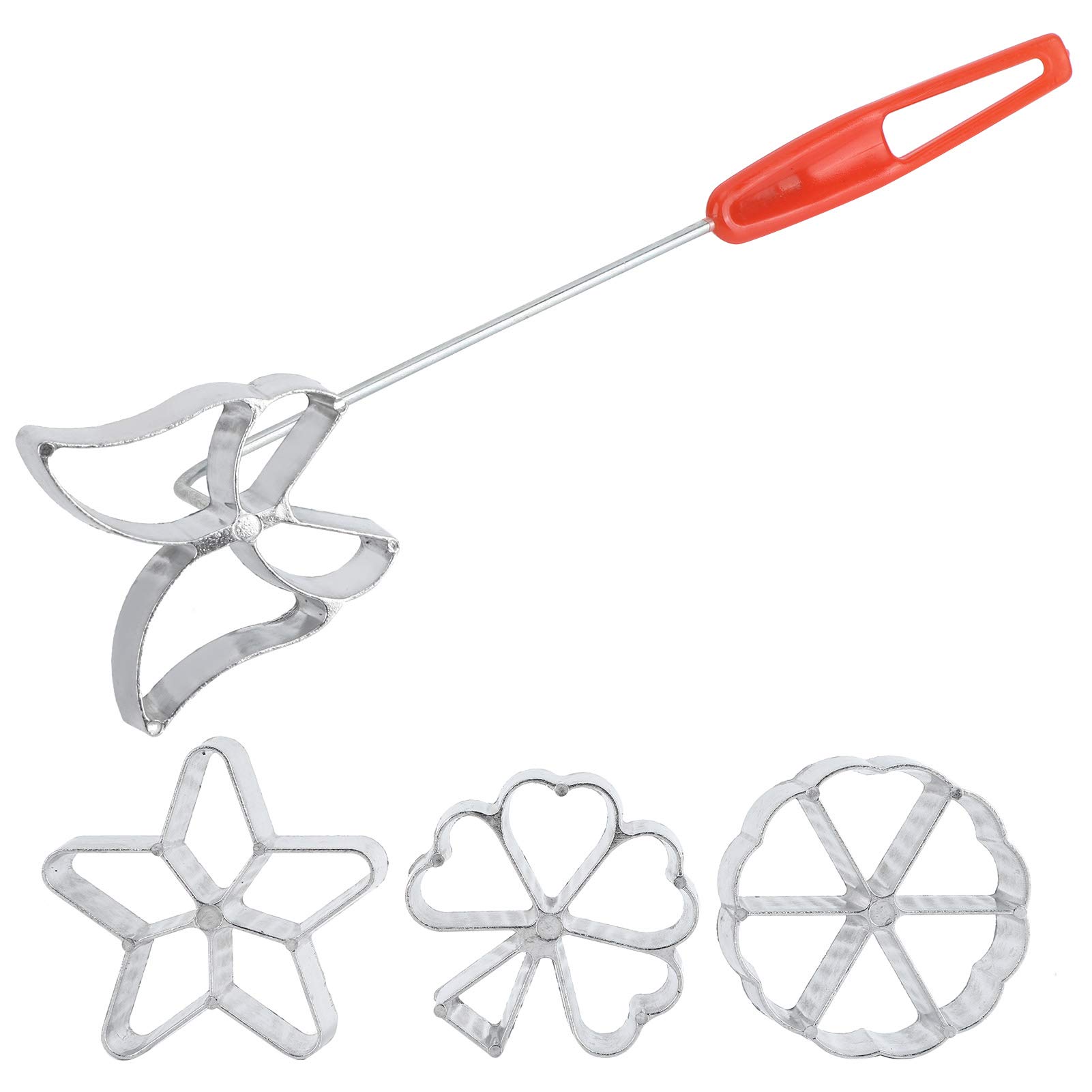 TOPINCN 4-Piece Aluminum Waffle Molds with Wooden Handle - DIY Cake Pastry Mold, Biscuit & Dessert Maker Set for Baking - Perfect for Home Kitchen, Party Treats & Holiday Cooking