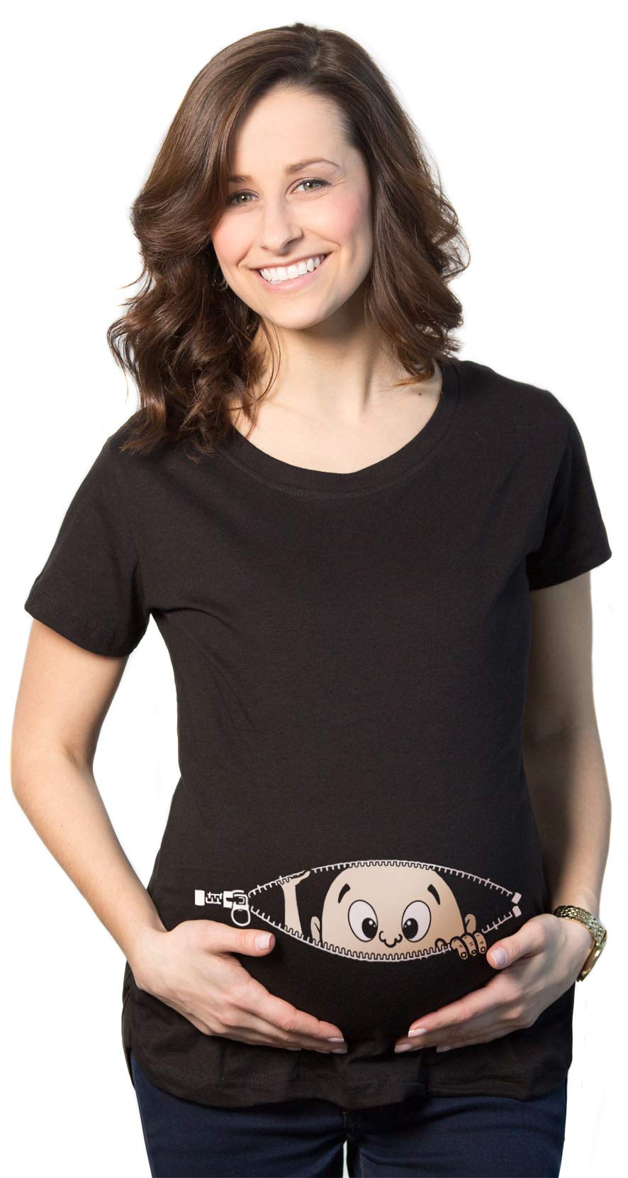 Funny Maternity Baby Peeking T-Shirt for Pregnancy Announcement - Cute Pregnancy Tee for Expecting Mothers - Perfect for Baby Showers & Gender Reveals