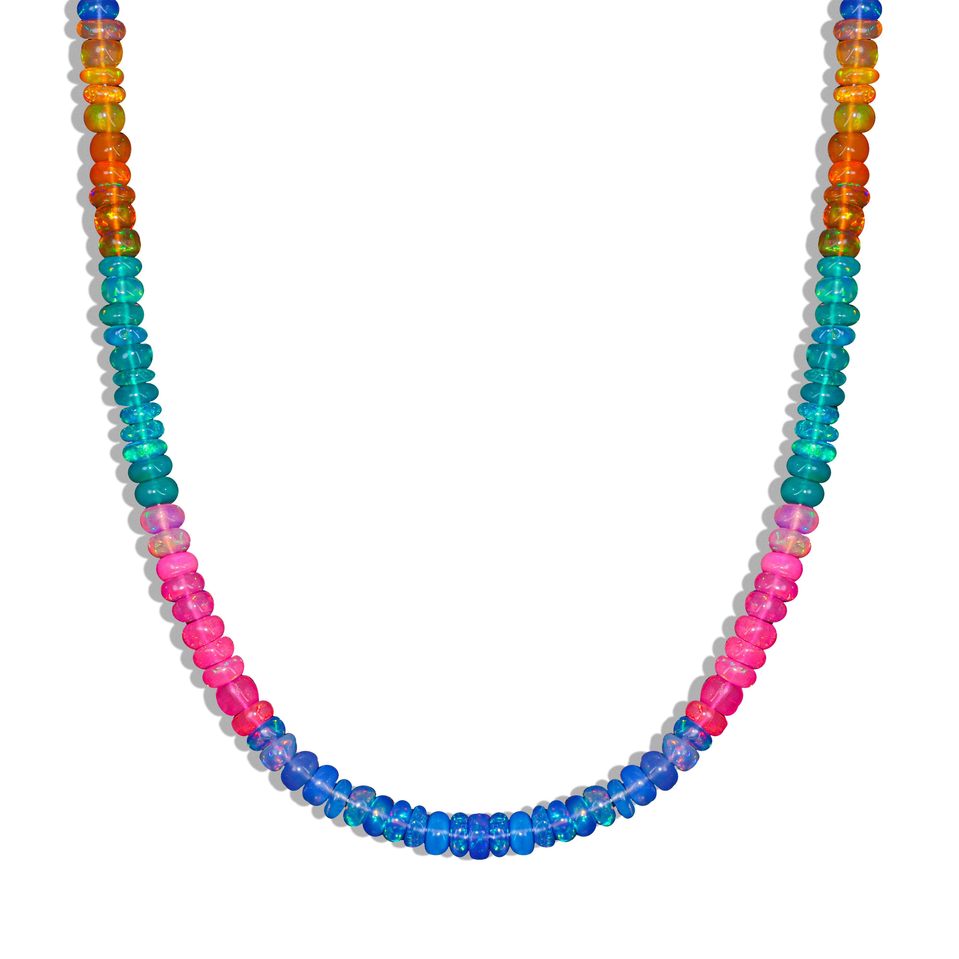 Natural Multicolor Opal Beaded Necklace for Women - Elegant Handmade Jewelry Gift for Birthday, Anniversary & Special Occasions