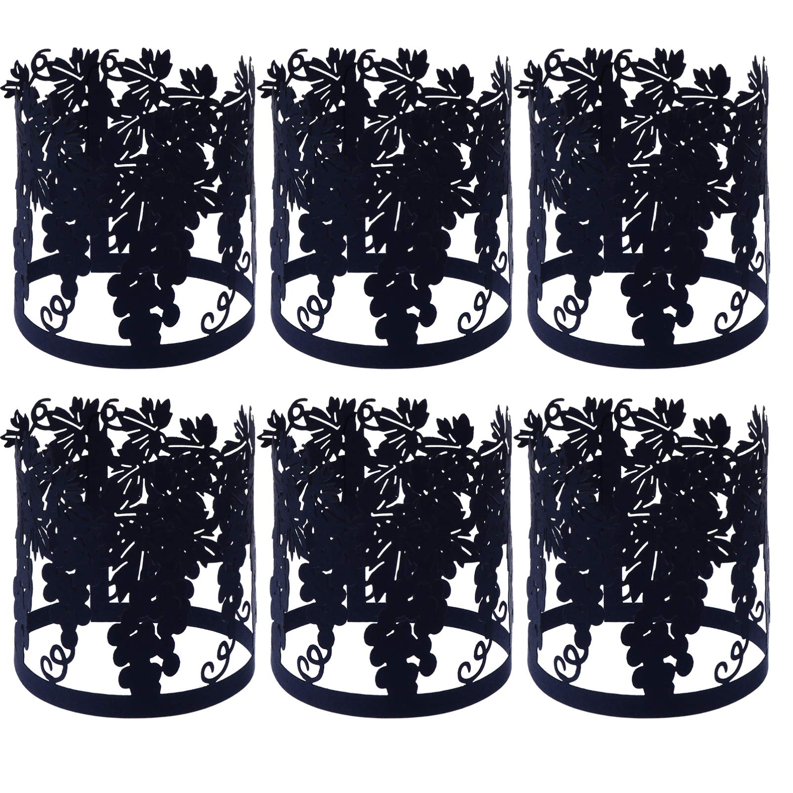 50Pcs Black Hollow Cylindrical Paper Candle Wrappers - Tealight Grape Wrap Lampshade Holders for Wedding Centerpieces, Party & Home Decor - Uonlytech Candle Shades for Romantic Ambiance