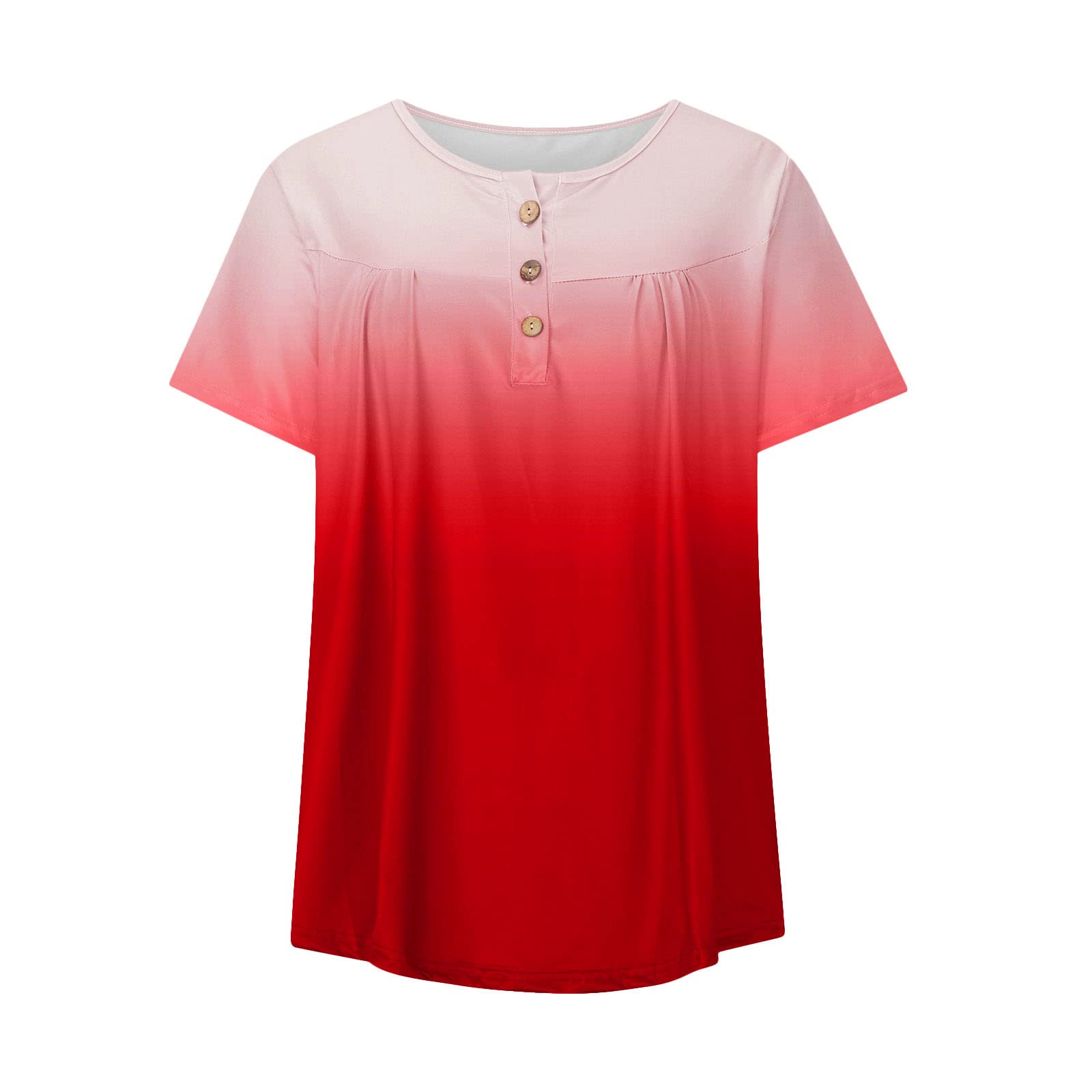 Plus Size Women's Gradient V-Neck T-Shirt - Casual Summer Blouse for Outings