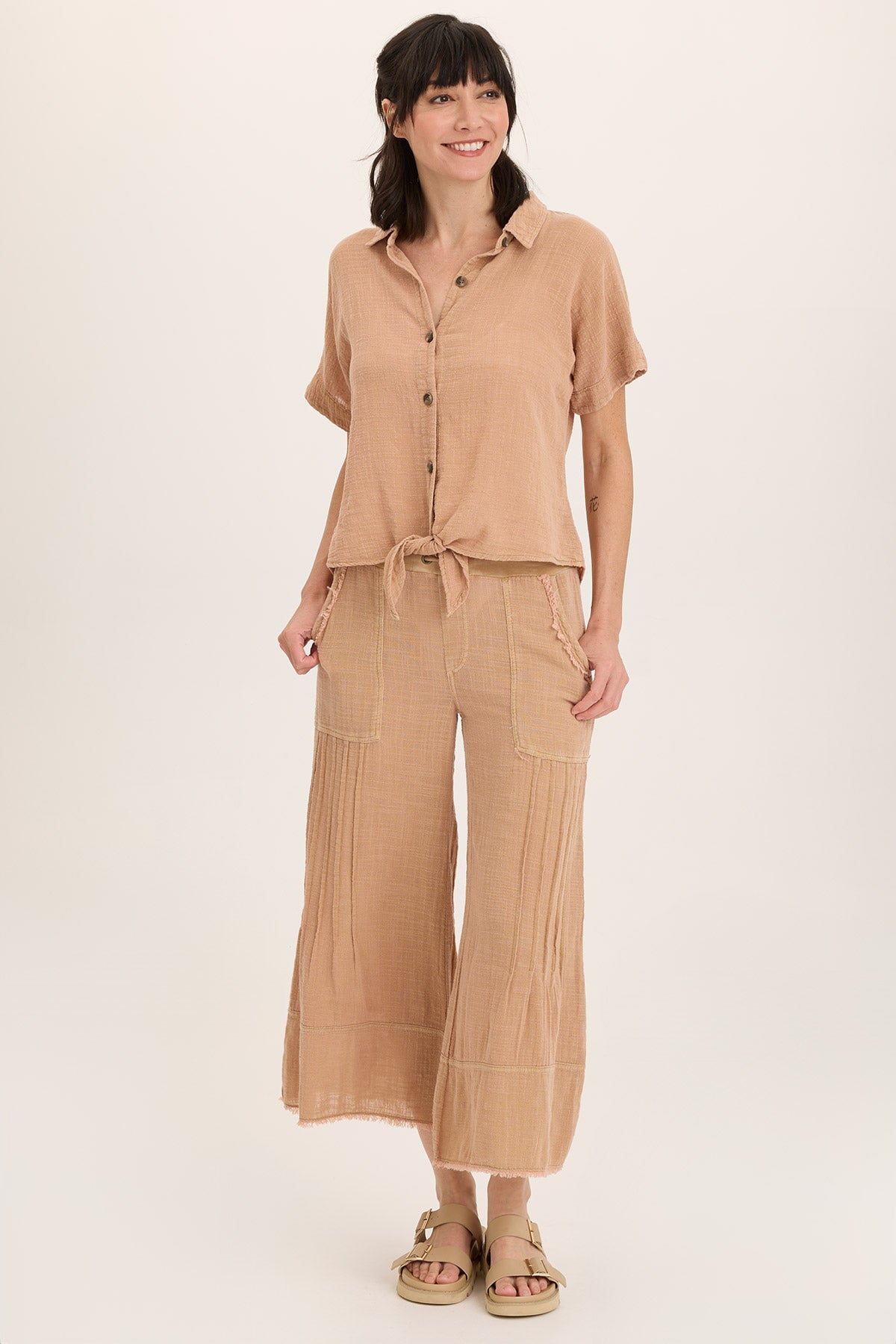 Ace Gauze Wide Leg Crop Pants - Soft & Breathable High Waist Casual Trousers for Women | Perfect for Summer, Travel & Everyday Wear