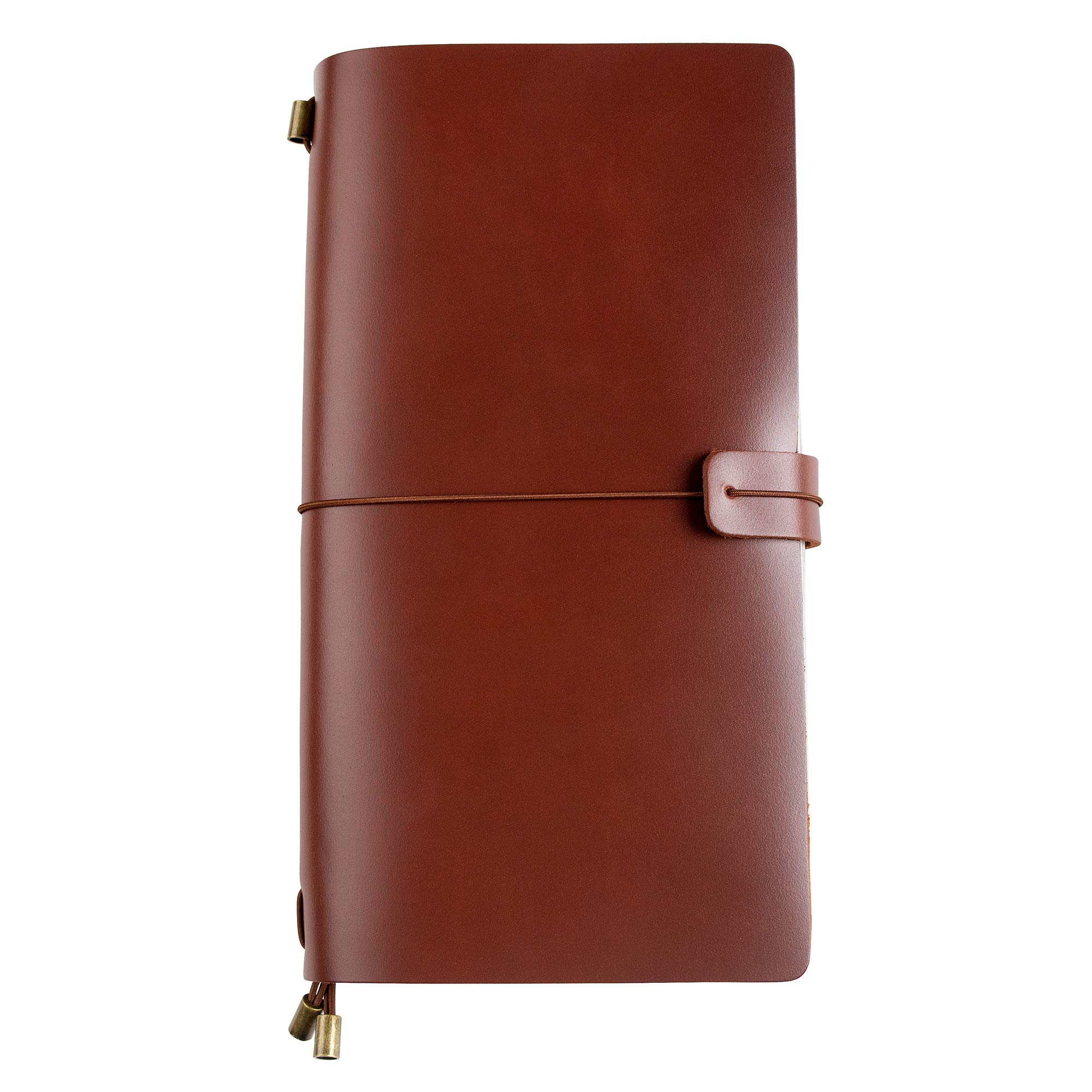 Antcicraft Refillable Leather Travel Journal - Portable Travelers Notebook for Men & Women with 3 Inserts (Blank, Lined, Grid Papers) + PVC Pouch - Red Brown Standard Size - Perfect for Vacation Diary, Adventure Log & Gift Idea