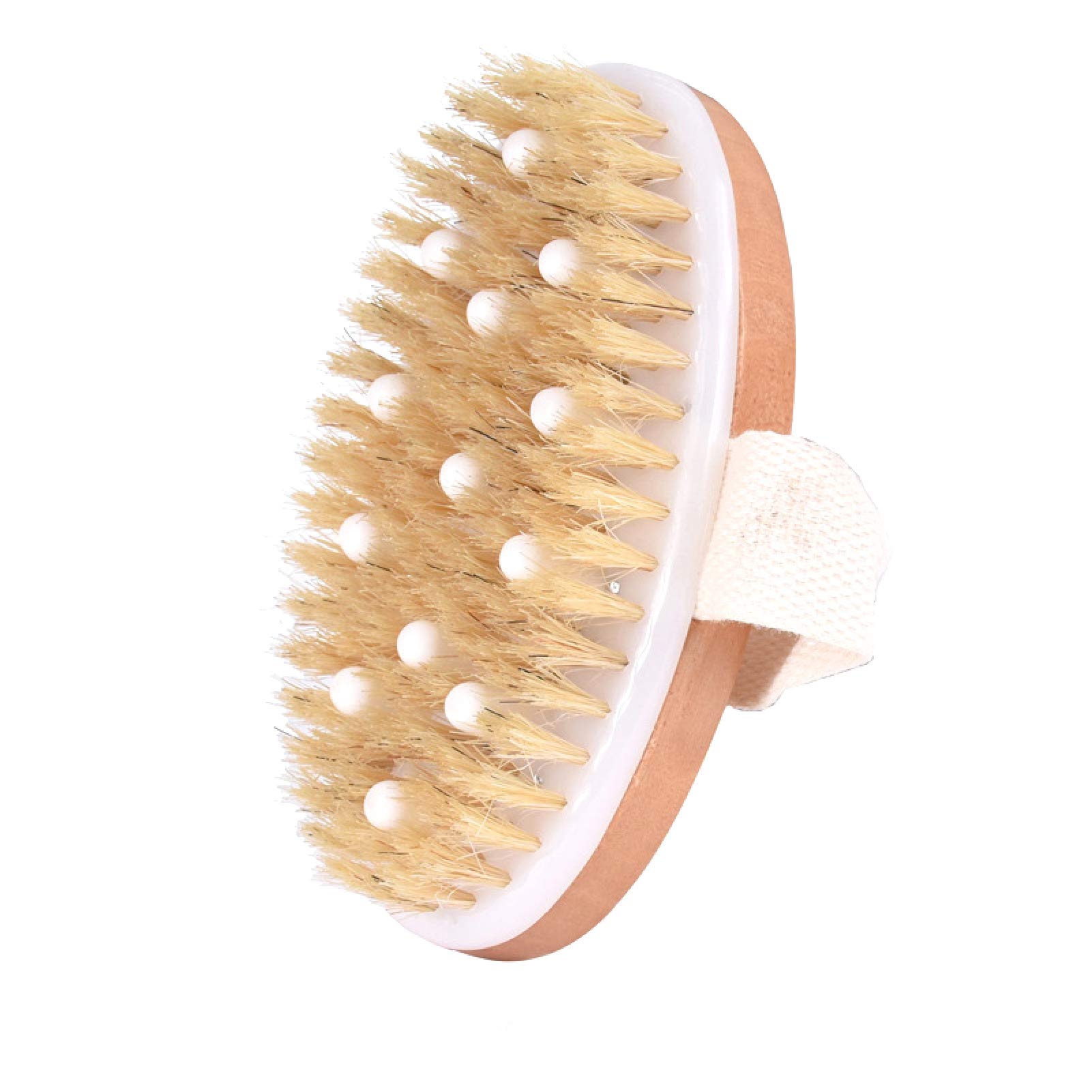 ONWRACE HASEAN Wooden Body Brush for Wet & Dry Brushing - Soft Beads Bristles Bath Brush with Massage Scrubber for Skin Care & Circulation - Perfect for Shower, Spa & Home Relaxation