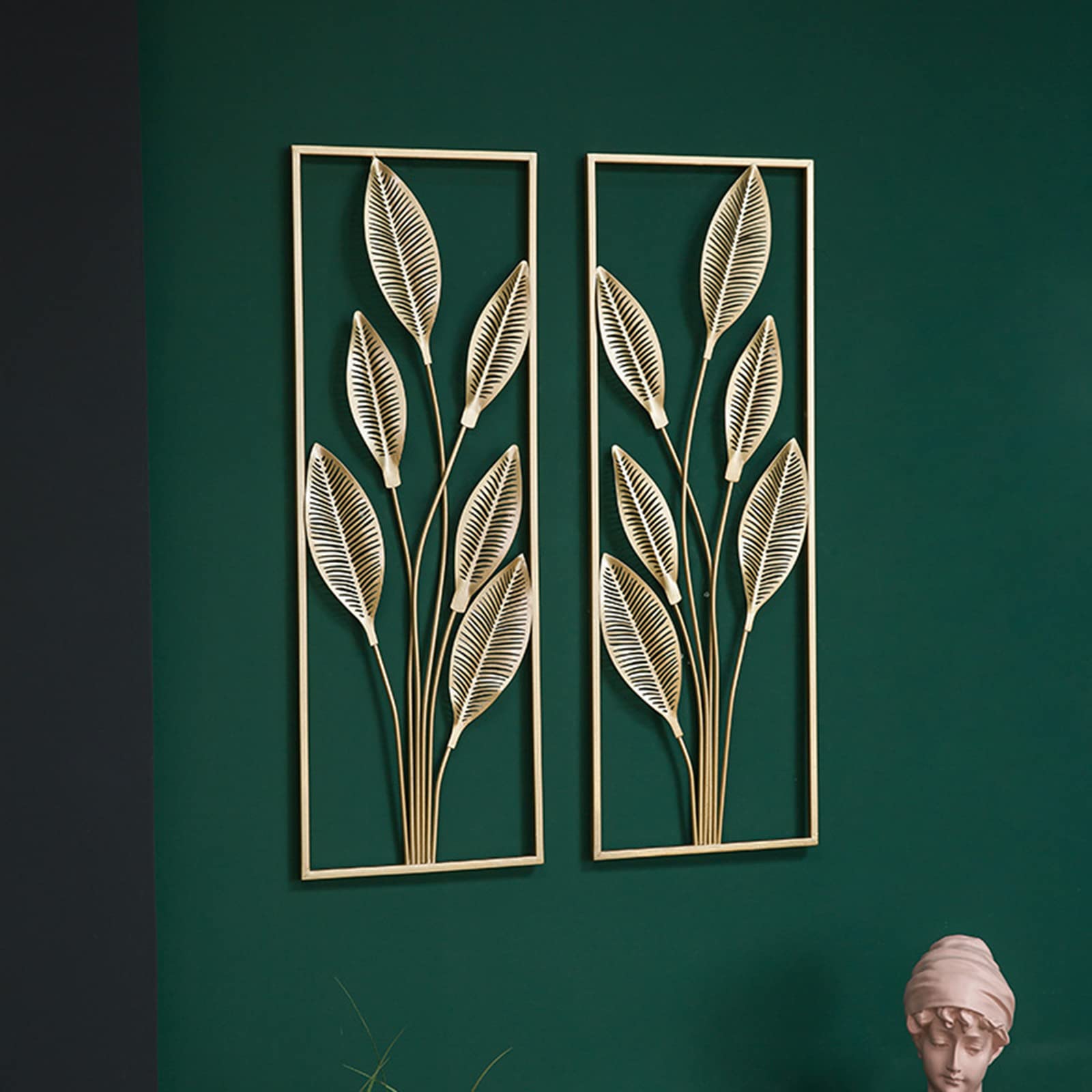 Premium 3D Metal Ginkgo Leaf Wall Art Decor - Handmade Wrought Iron Sculpture for Home & Hotel - Elegant Luxury Wall Decor (2PCS) - Perfect for Living Room, Bedroom, Office & Lobby Decoration