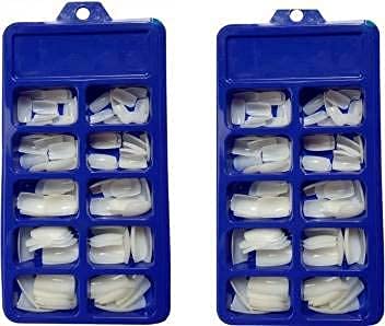Premium Acrylic Fake Nails Kit - 200PCS Natural False Nails with 2 Nail Glues - White French Tip Artificial Nails for Manicure, Salon, Party & Special Occasions