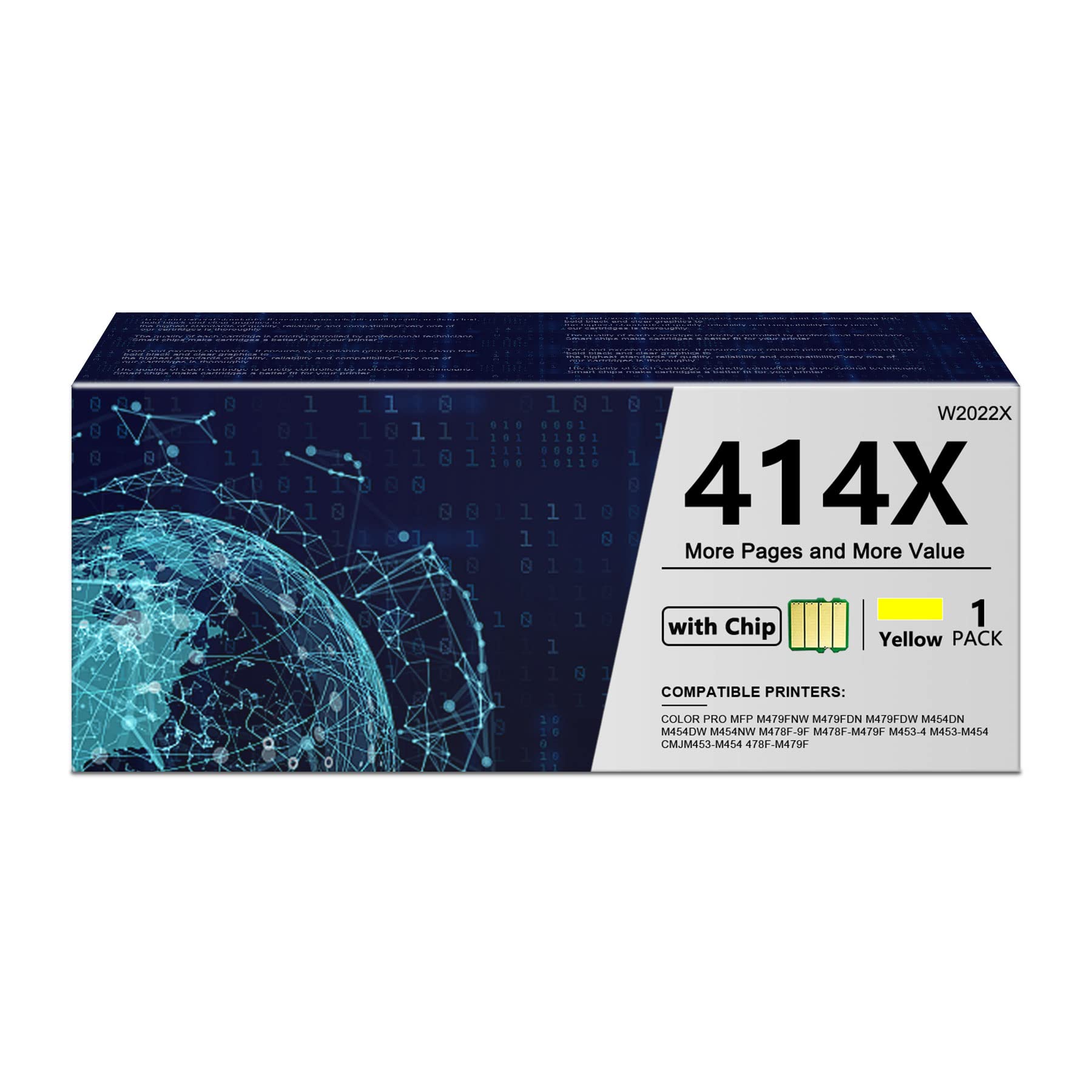 ZEOSEROE Yellow 1 Pack Compatible 414X | W2022X Toner Cartridge - Replacement for HP Color Pro MFP M479fnw M479fdn M479fdw M454dn M454dw M454nw M478f-9f CMJM453-M454 Printers - Perfect for Office Printing & High Volume Documents
