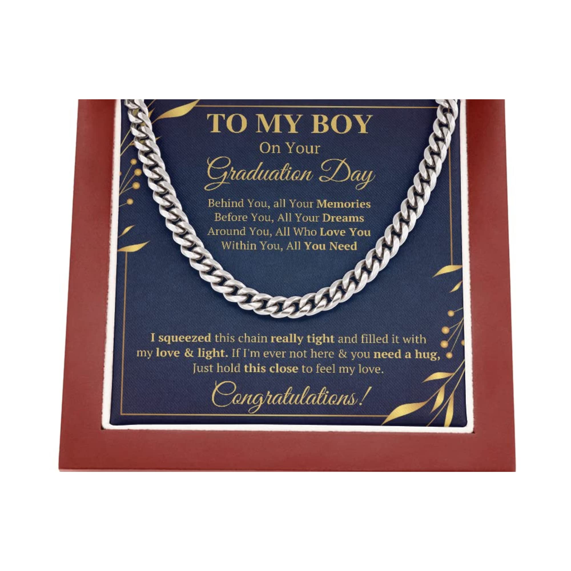 2022 Graduation Cross Necklace for Men - Personalized Gift for Son, Grandson, Brother, Boyfriend with Message Card & Gift Box - Perfect Graduation Jewelry for Him
