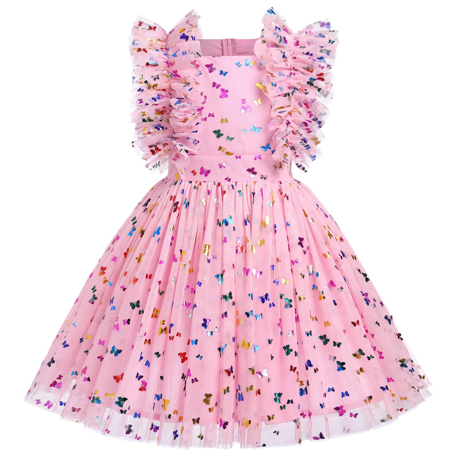 Butterfly Daisy Polka Dot Embroidered Princess Tulle Dress for Girls - Birthday Party, Pageant, Wedding & Evening Gown | Elegant Flower Embroidery Formal Attire for Special Occasions