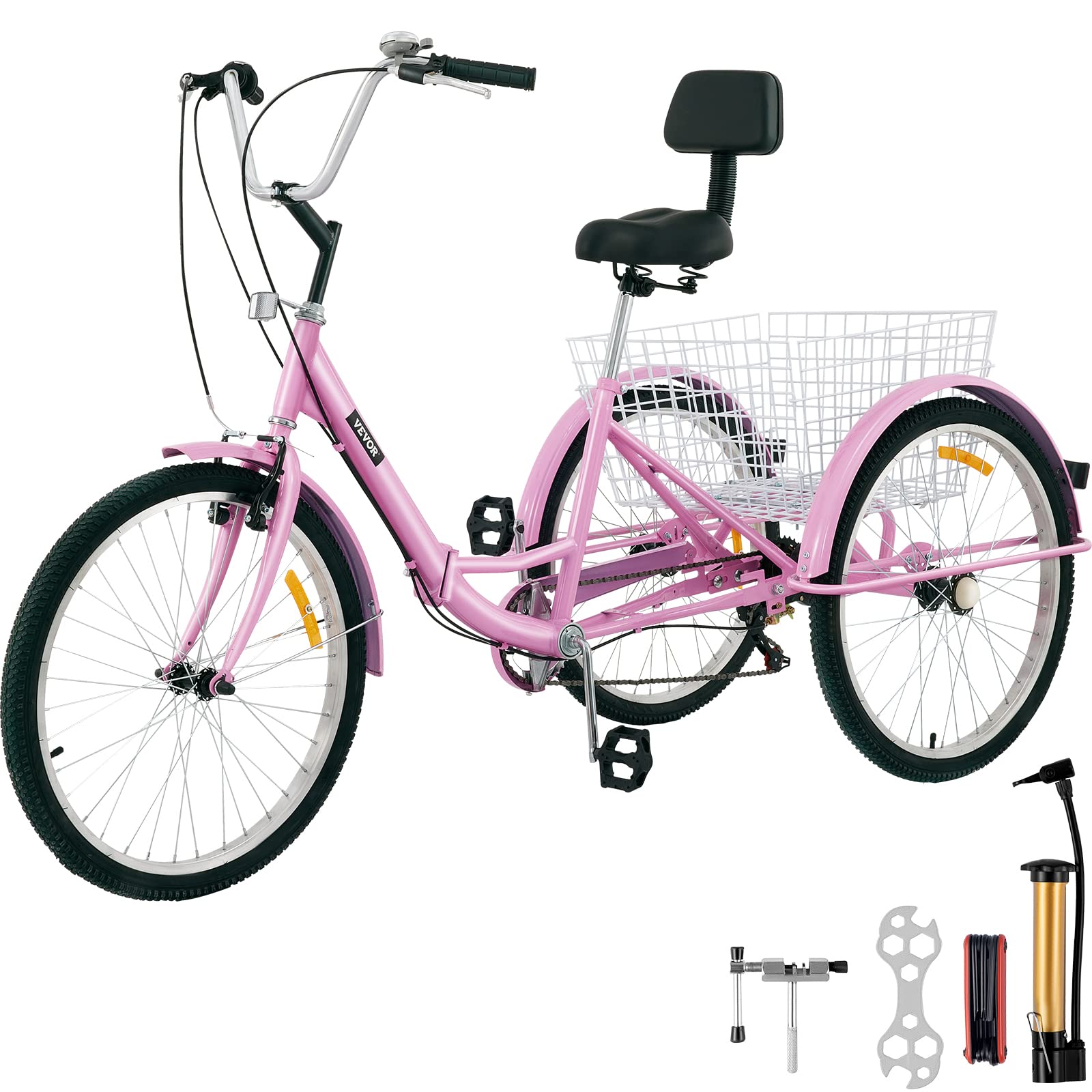 Bkisy 26'' Adult Tricycle - 7-Speed 3 Wheel Bike for Men & Women, Foldable Trike with Comfortable Seat - Perfect for Commuting, Exercise, and Senior Riders