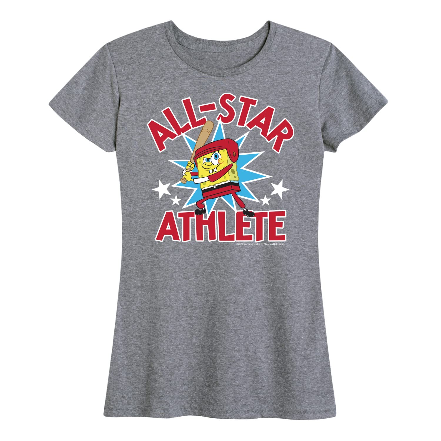HYBRID APPAREL Women's Spongebob Squarepants American All Star Graphic T-Shirt - Soft Short Sleeve Tee for Casual Wear, Cosplay & Pop Culture Fans