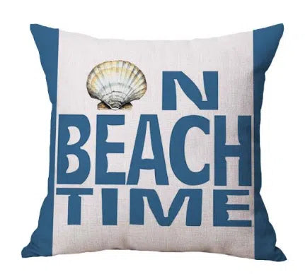 On Beach Time Pillow Cover - Soft Decorative Throw Pillow Case for Outdoor, Patio, Living Room & Beach Decor - Perfect for Summer, Vacation & Coastal Home Styling