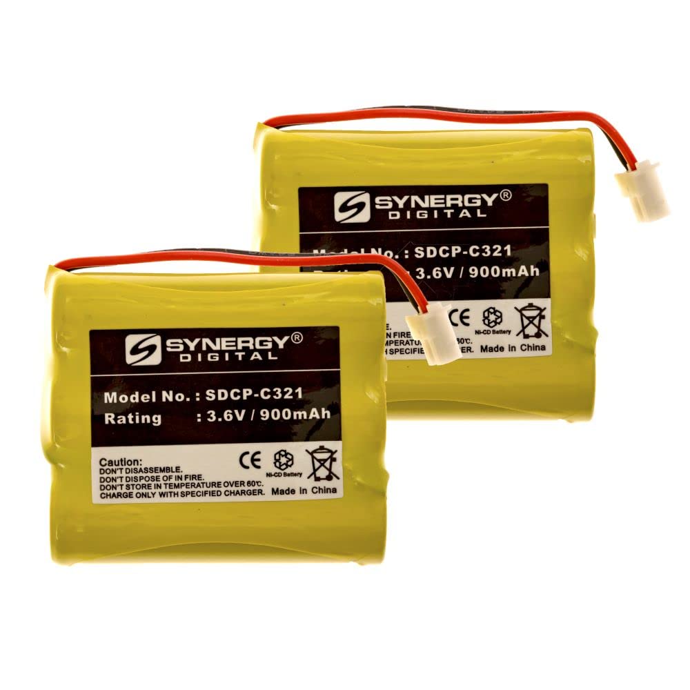 Synergy Digital Cordless Phone Batteries - 2 Pack Rechargeable Ni-CD 3.6V 900mAh Replacement for Sanik 3SN-AA60-S-X1 & Sony BP-T23 - Perfect for Home/Office Cordless Phones with Long-Lasting Power