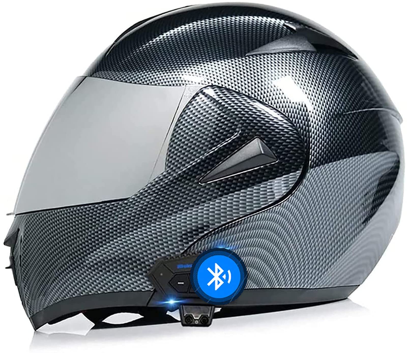 Modular Flip-Up DOT Certified Motorcycle Helmet with Bluetooth - Lightweight Black Full Face Helmet Visor for Men & Women - Perfect for Commuting, Touring & Adventure Riding