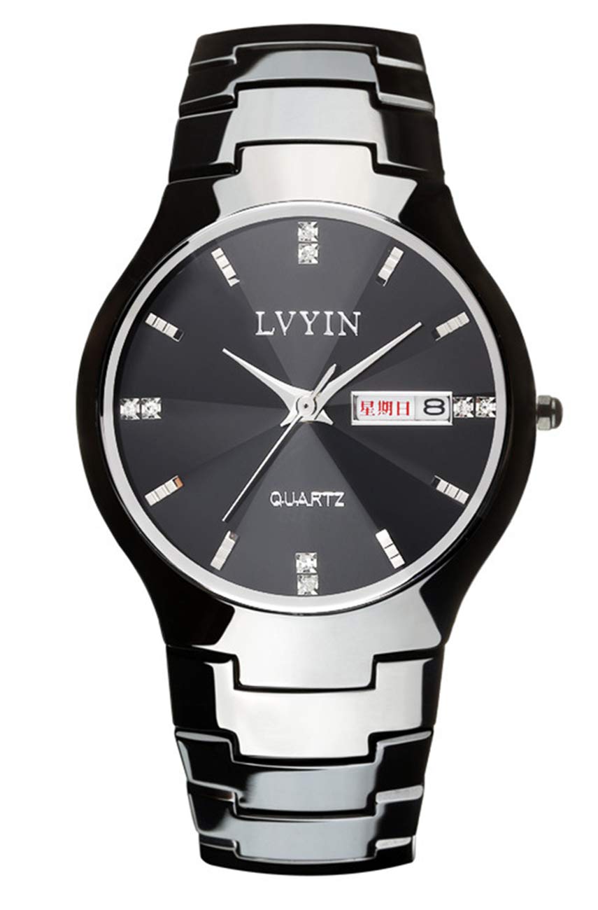 Luxury Ceramic Couple Watches for Women and Men - Waterproof Quartz Calendar Dress Watch with Rhinestones | Perfect for Anniversaries, Weddings, and Date Nights