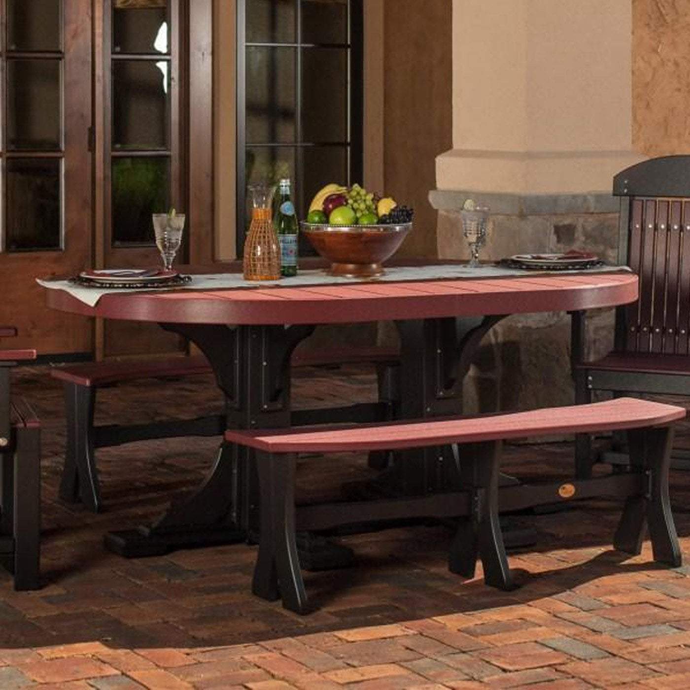 Eco-Friendly Recycled Plastic Oval Dining Table - Sustainable Outdoor Patio Furniture for Garden, Deck, and Backyard Entertaining