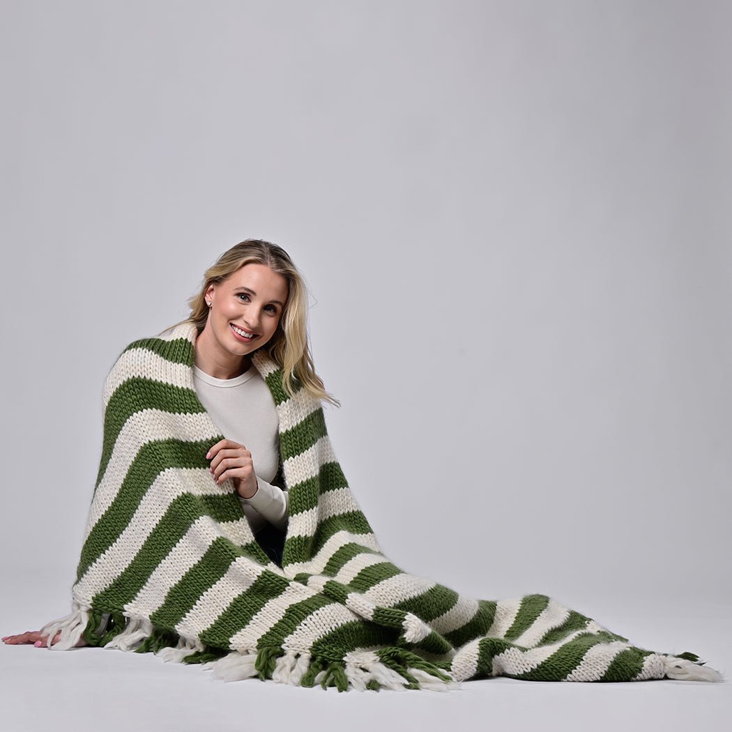 Breton Stripe Wrap Knitting Kit - DIY Knitting Set for Cozy Winter Scarves & Shawls - Perfect for Handmade Gifts, Relaxing Hobbies & Cold Weather Fashion