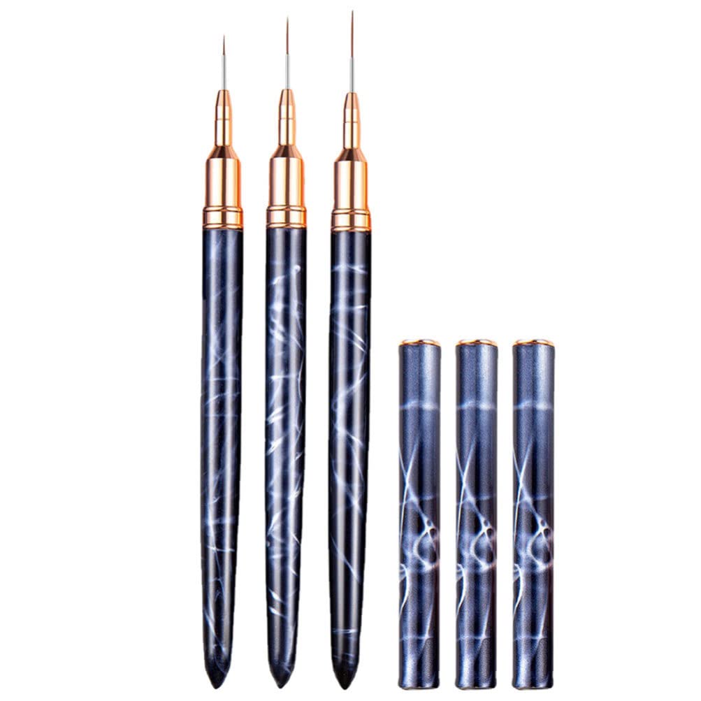 FRCOLOR Professional Nail Art Brush Pen Set - 3pcs Metal Dotting Tools for Manicure, Nail Design & Liner Drawing | Portable Nail Art Kit for Salon, Home DIY & Professional Use