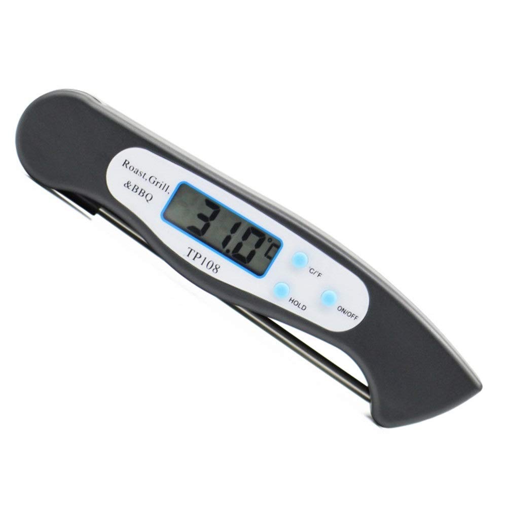 Meat Thermometer for Cooking - Stainless Steel Folding Food Thermometer with High-Temperature Probe for Oven, Baking, BBQ, and Kitchen Use