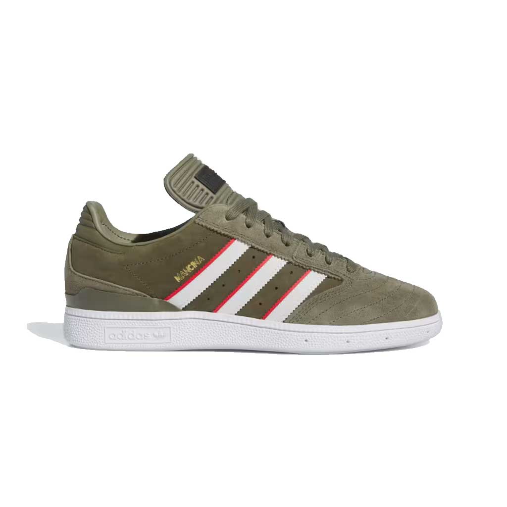 Adidas x Dan Mancina Busenitz Skateboarding Shoes - Olive Strata/Red/Cloud White | High-Performance Sneakers for Street Skating & Urban Fashion