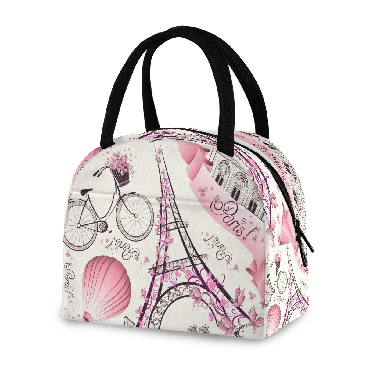 Blueangle Paris Eiffel Tower Insulated Lunch Bag for Women & Men | Reusable Lunch Tote Cooler | Medium Lunch Box Purse for School, Work, Office | Perfect for Picnics, Commuting & Daily Meals