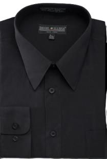 Daniel Ellissa DS3001 Convertible Cuff Basic Dress Shirt for Men - Classic Black Formal Shirt for Office, Business Meetings & Special Occasions