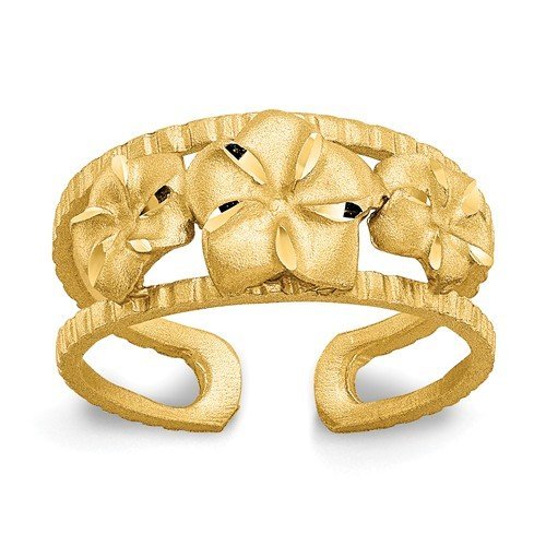 14K Yellow Gold Plumeri Flower Toe Ring for Women - Elegant Beach Wedding Jewelry & Summer Foot Accessories