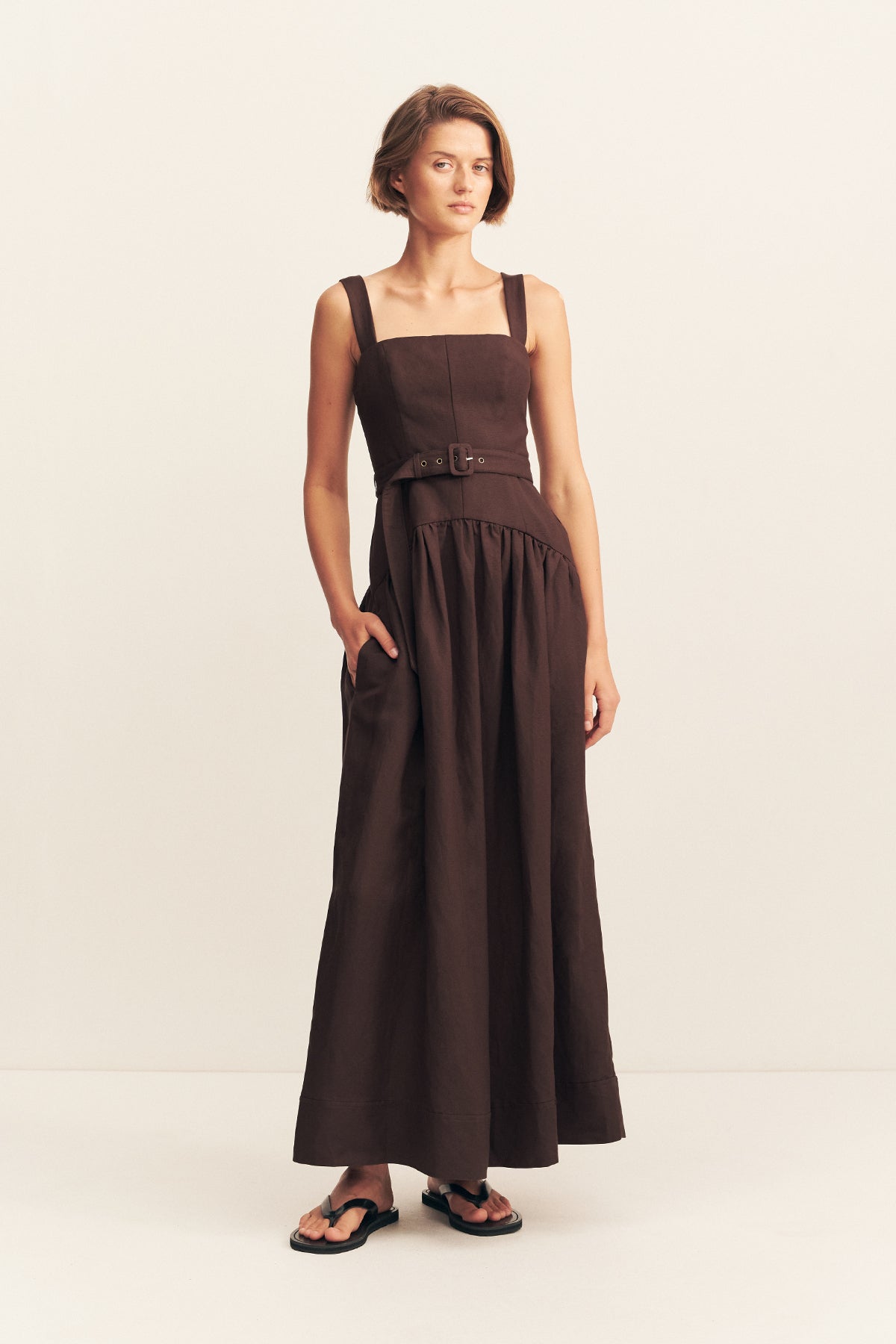 Birdie Panelled Maxi Dress in Ganache - Elegant Flowy Long Dress for Women, Perfect for Weddings, Parties & Summer Outings