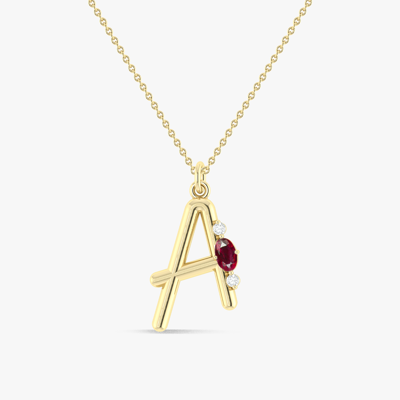 Capital A Red Ruby Initial Necklace - Personalized Name Jewelry for Women, Elegant Gift for Birthday, Anniversary & Valentine's Day | Perfect for Everyday Wear & Special Occasions