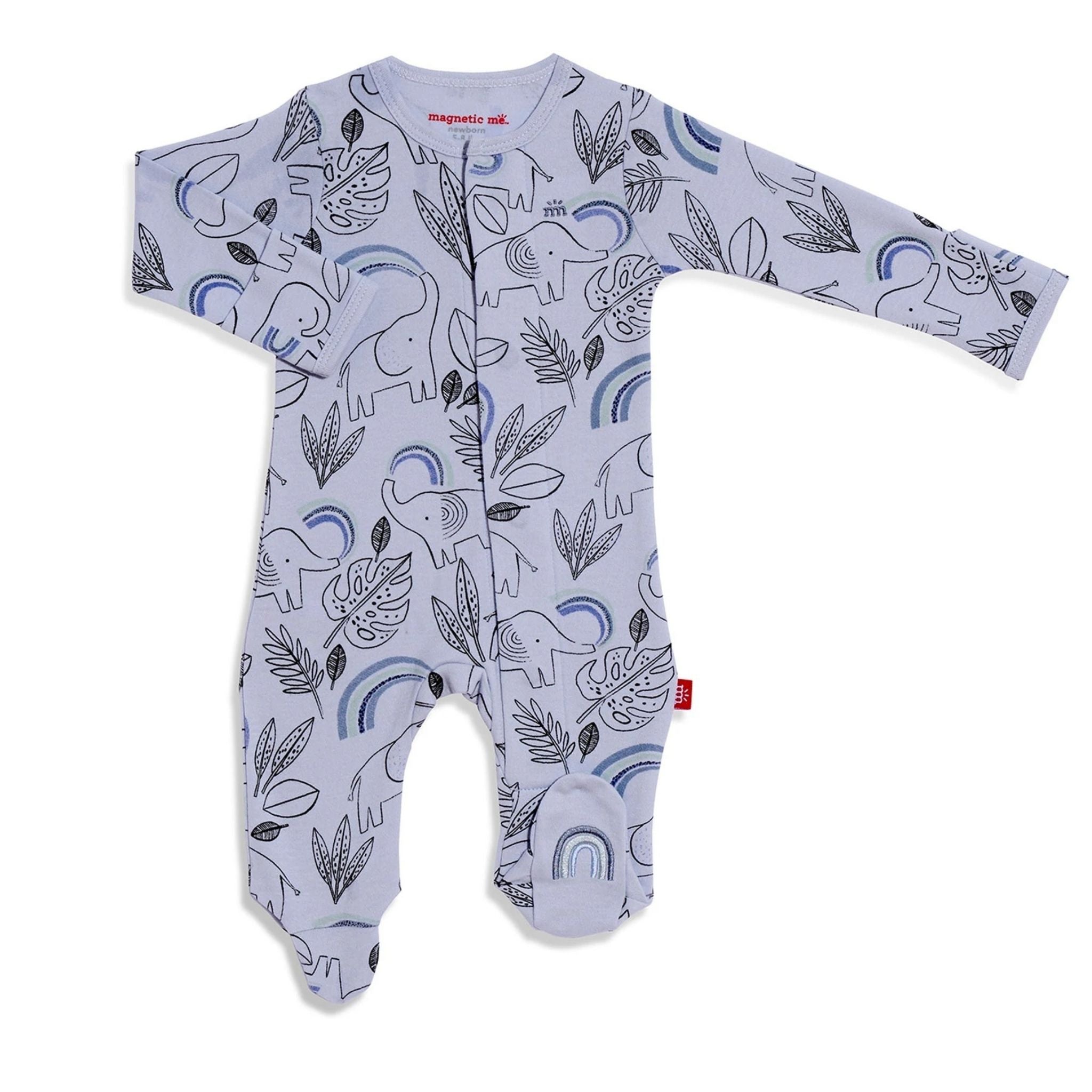 Ellie Go Lucky Blue Organic Cotton Baby Footie Pajamas - Soft & Comfortable Sleepwear for Newborn & Infant Boys - Perfect for Bedtime, Lounging & Playtime