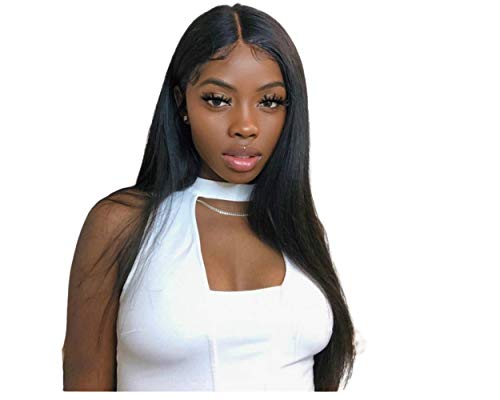 CBWIGS Glueless Brazilian Remy Human Hair 360 Lace Frontal Wig - 20 Inch Straight Natural Color 190% Density Fake Scalp for Black Women | Perfect for Daily Wear, Parties & Special Occasions