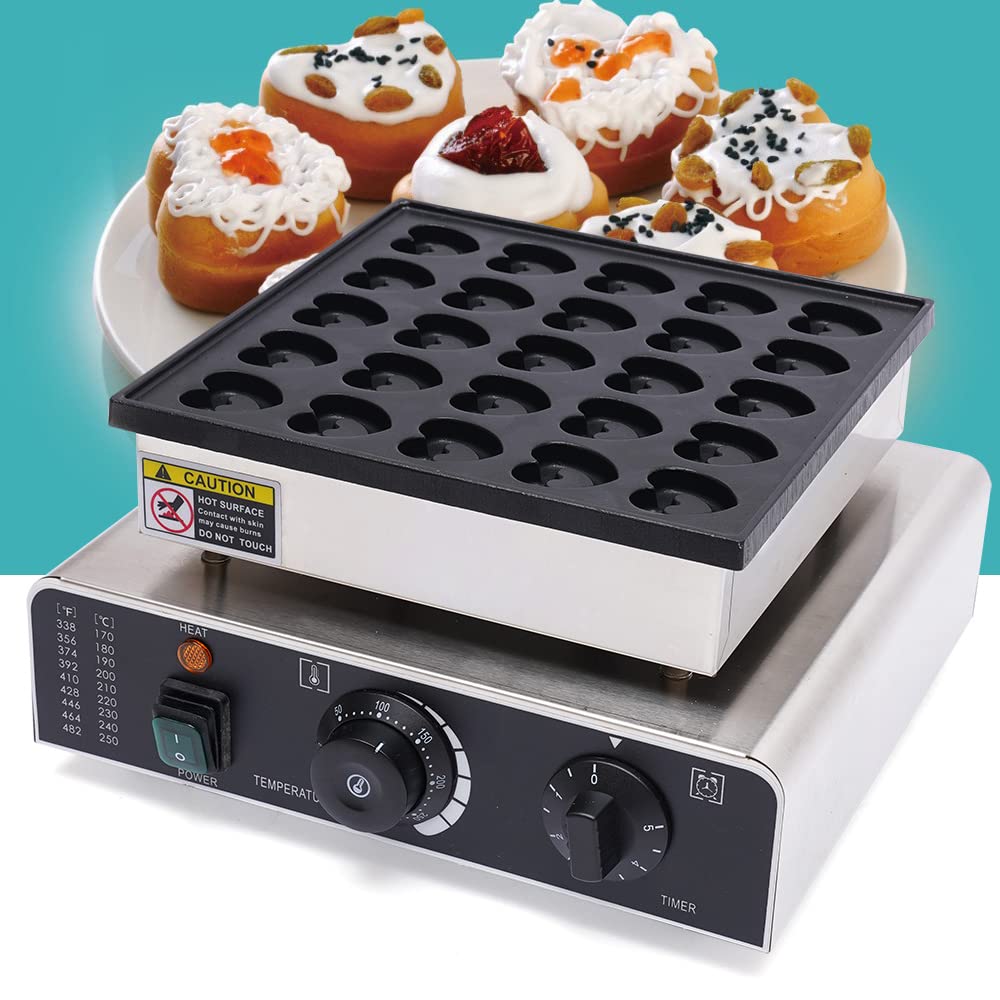 Commercial Electric Waffle Maker - 25 Heart Shaped Non-Stick Waffle Iron Machine with Fast Heating & Even Temperature for Dutch Pancakes - Perfect for Breakfast Cafes, Bakeries, Hotels & Home Use