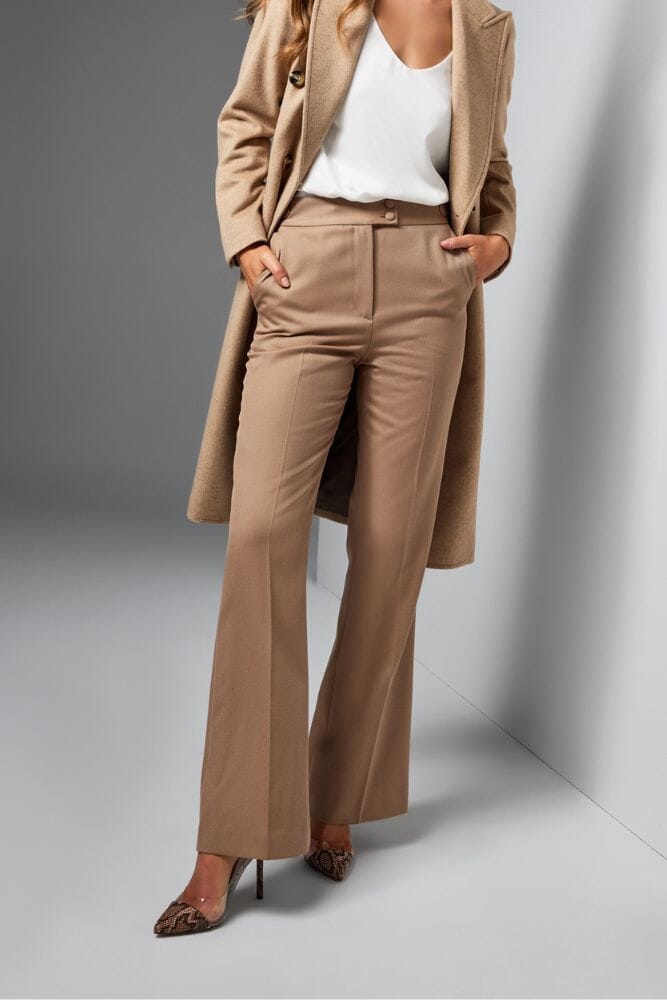 Laura Pant - Women's High Waisted Camel Heavy Twill Pants for Work, Office & Casual Wear | Comfortable & Stylish Trousers for Everyday Use