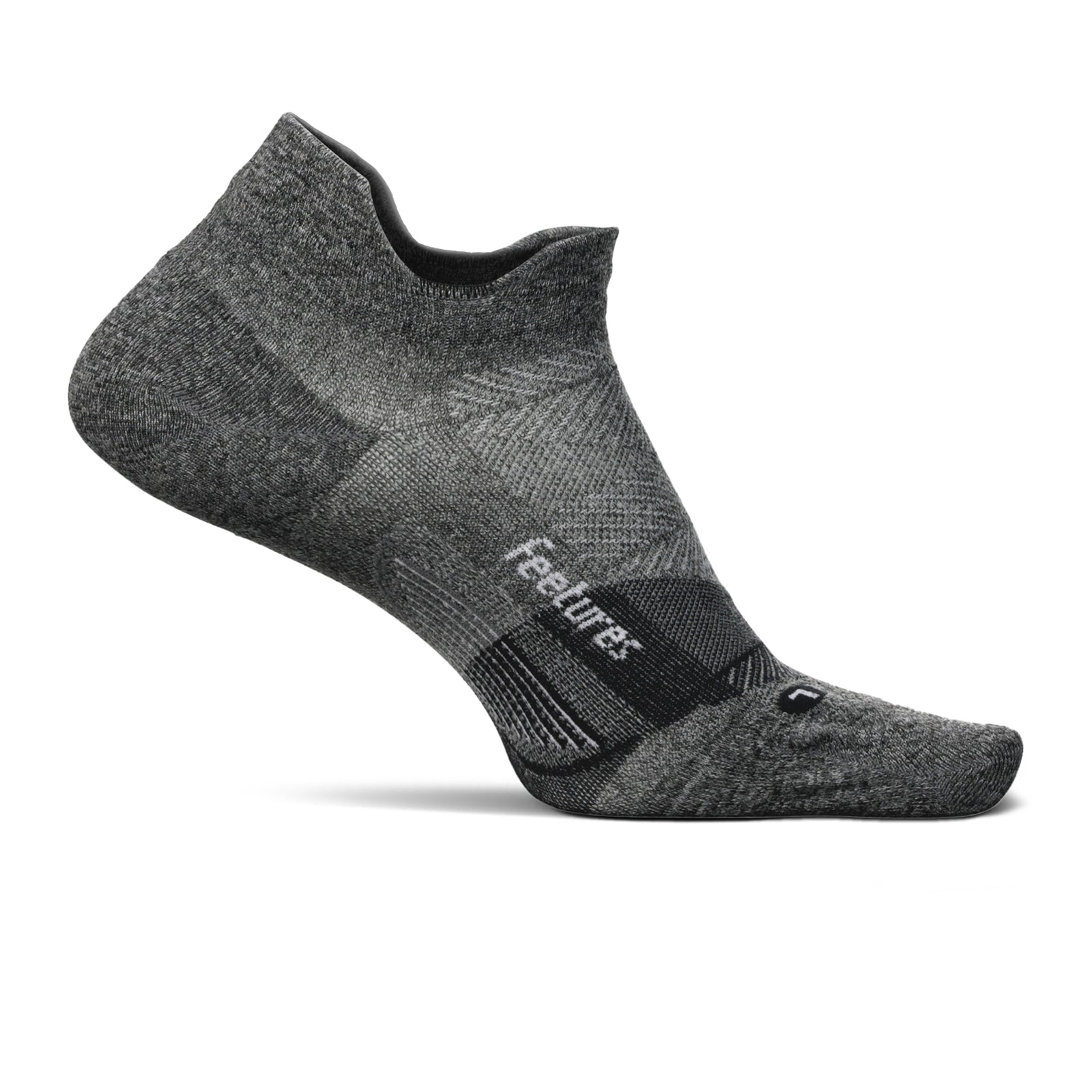 Feetures E557160 Elite Ultra Light No Show Tab Socks for Men & Women - Breathable Athletic Running Socks for Gym, Tennis & Everyday Wear - Gray