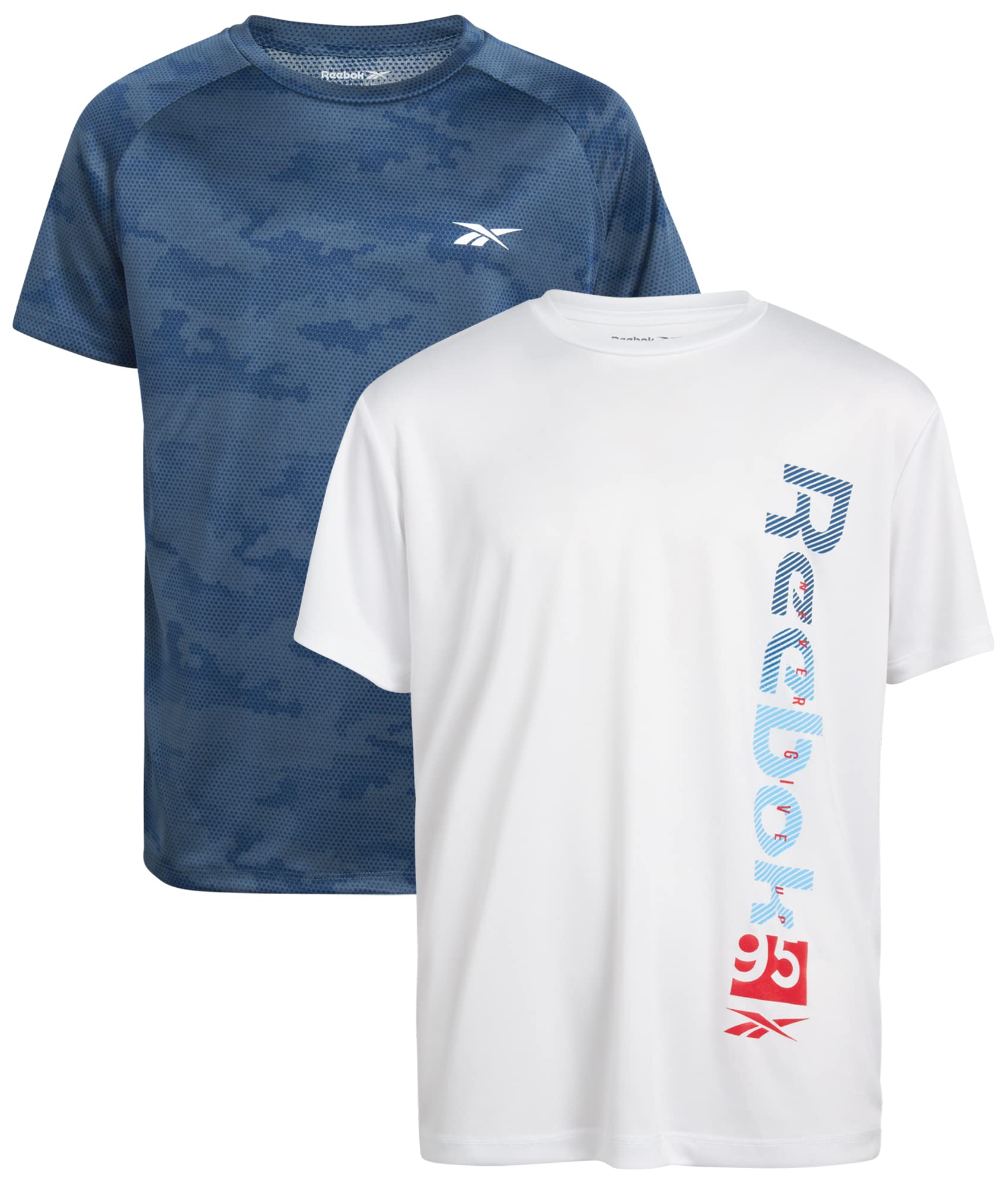 Reebok Boys' Dry Fit Performance T-Shirt 2 Pack - Moisture Wicking Athletic Shirts for Kids Sports & Active Play (Sizes 8-20) - Perfect for Soccer, Basketball & Outdoor Activities