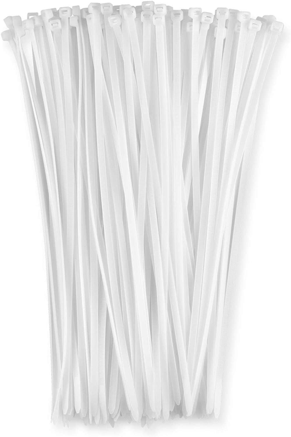 MroMax 250pcs Self-Locking Nylon Cable Ties (8 Inch x 0.16 Inch) - Heavy Duty Zip Ties for Wire, Cord & Cable Management - Perfect for Home, Office, Electrical & DIY Organization (White)
