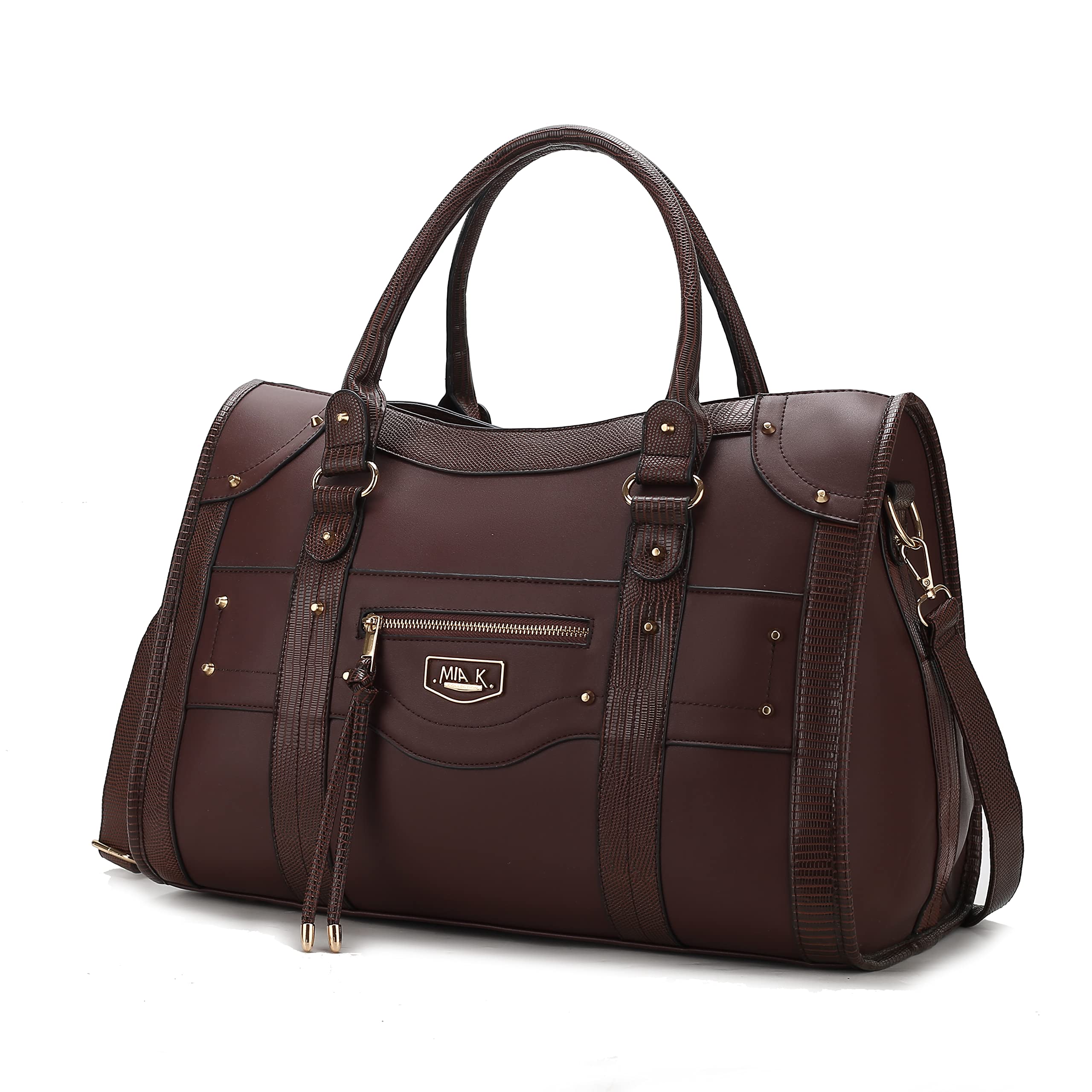 MKF Collection Women's PU Leather Duffle Bag - Large Cute Weekender Overnight Bag for Travel, Gym, Sleepover & Carry On Luggage | Perfect for Weekend Getaways, Business Trips & Sports Activities