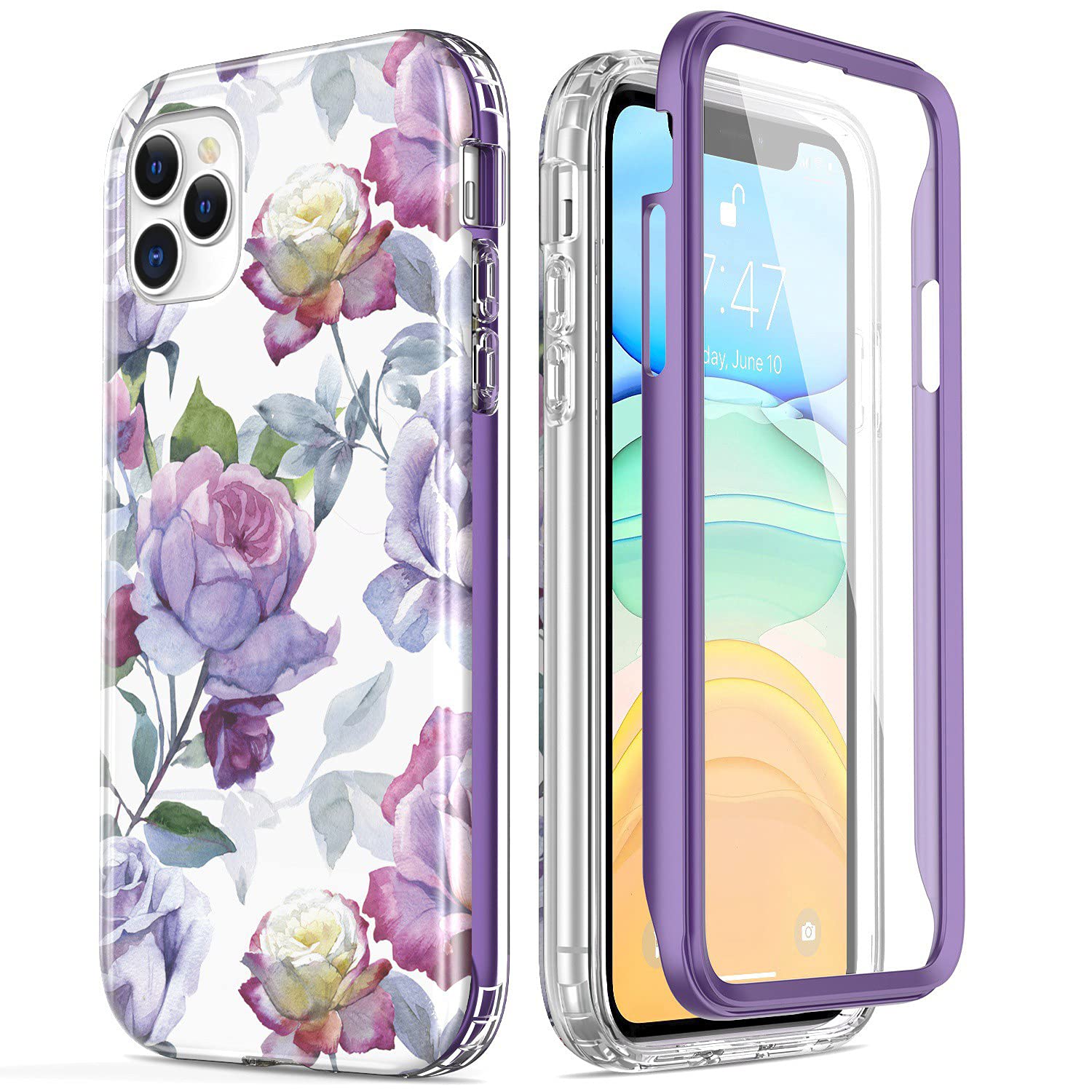 Esdot iPhone 11 Pro Max Case with Built-in Screen Protector - Fashionable Floral Design for Women & Girls | Shockproof Protective Cover for Apple iPhone 11 Pro Max 6.5