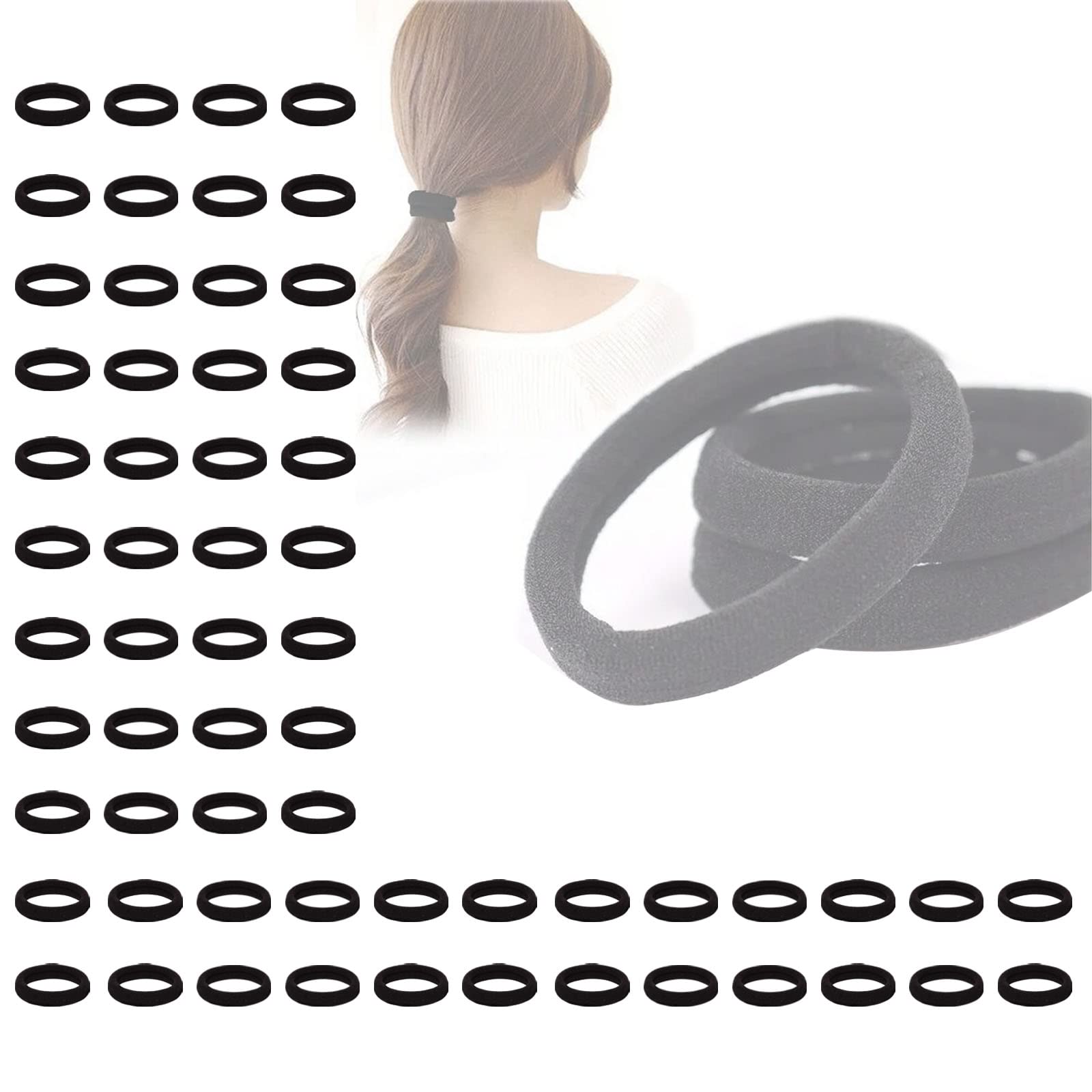 60 Pieces Black Hair Ties - Elastic Ponytail Holders for Women, Men & Kids | Soft No-Slip Hair Bands for Daily Use, Sports & Work | DKDDSSS Hair Accessories