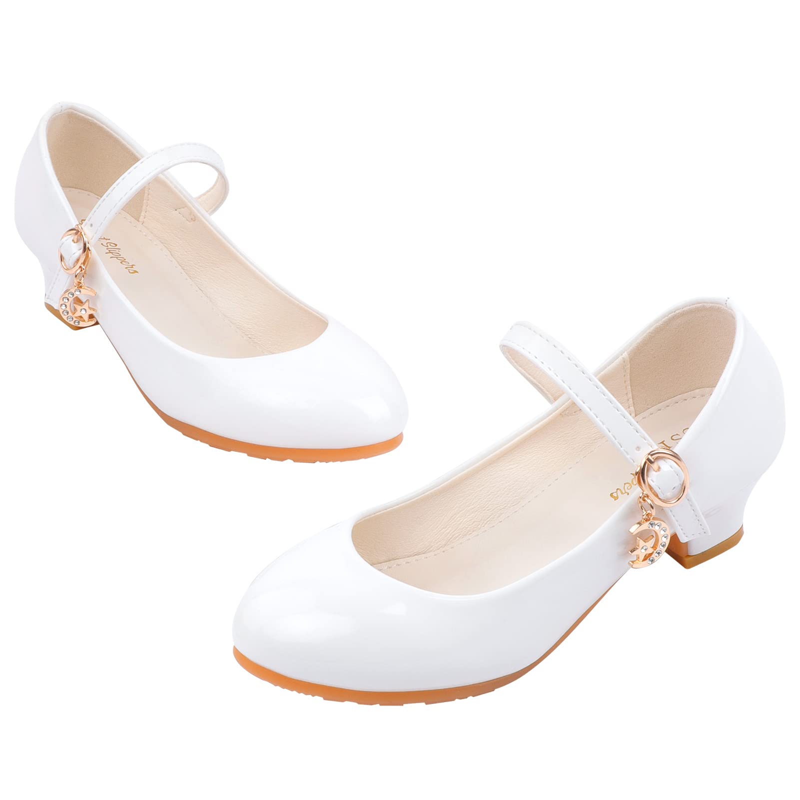 **Girls Mary Jane Dress Shoes - Low Heel Adjustable Hook & Loop Strap for School, Party, Wedding | Comfortable & Stylish for Little & Big Kids (Toddler to Youth)**