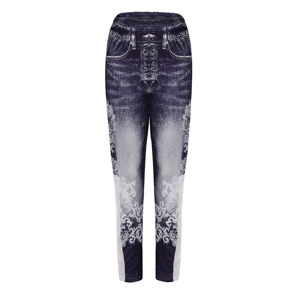 Women's Printed Yoga Leggings - High Waist Stretchy Running Fitness Pants - Soft Cotton Workout Trousers for Gym, Jogging & Lounge Wear