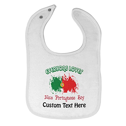 Custom Toddler & Baby Bibs with Burp Cloths - Soft Portuguese Cotton for Boys & Girls - Personalized White Baby Gift (Perfect for Feeding, Messy Play & Photo Shoots)