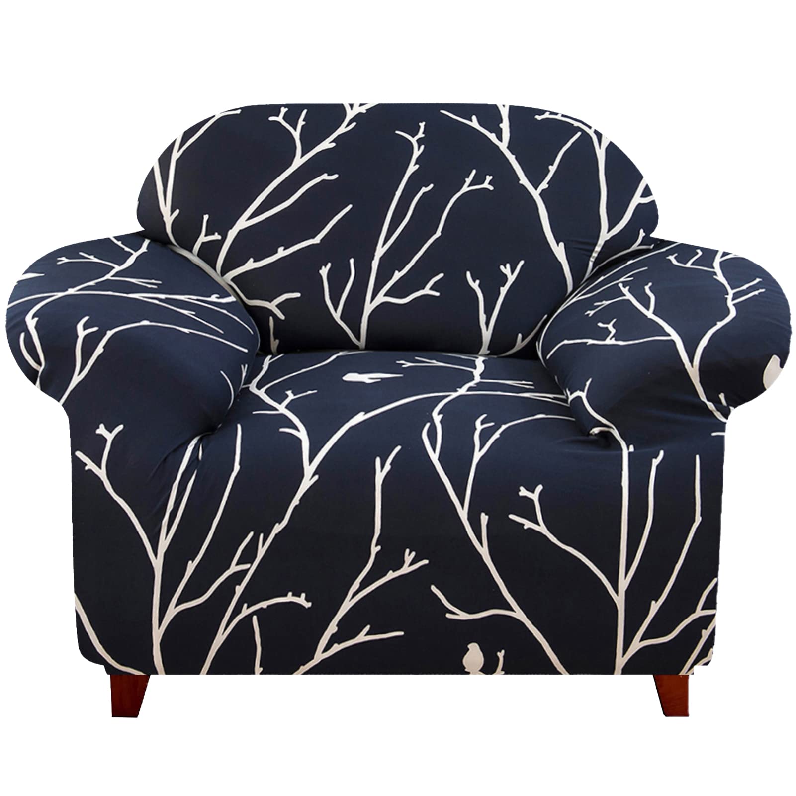 Stretch Chair Sofa Cover - Printed Non-Slip Elastic Couch Slipcover with Pillowcase & Foam Sticks - Washable Furniture Protector for Kids (Bird Design) - Perfect for Living Room, Bedroom & Pet-Friendly Homes