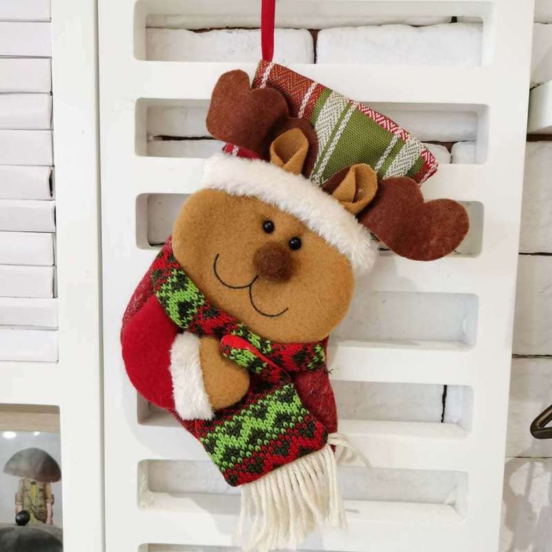 FUYIN Santa Claus Socks Gift Bags - Christmas Decorations with Elk Pendant (1929 Style) | Perfect for Holiday Stocking Stuffers, Tree Ornaments & Festive Party Favors